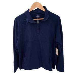 St. Johns Bay Blue 1/4 Zip Mock Neck Long Sleeve Fleece Sweatshirt NWT Size XXL